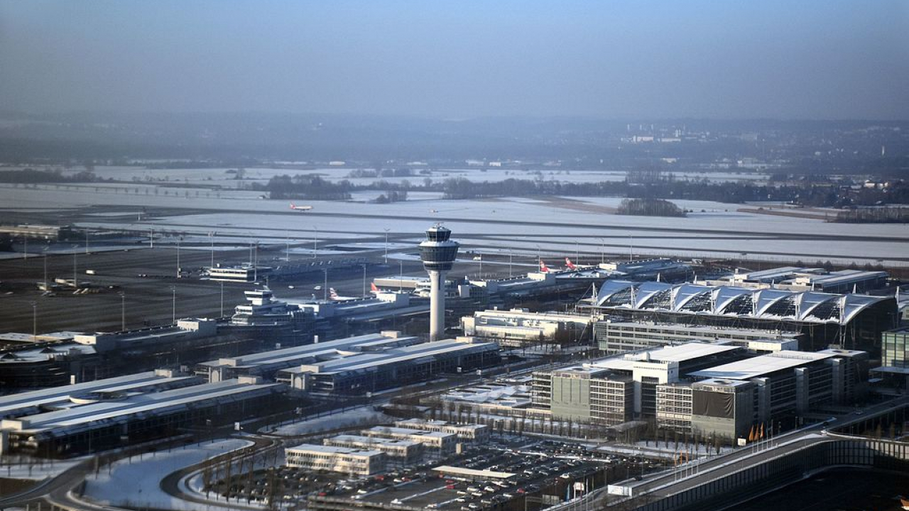 Aerial view of Terminal 1 of Munich Airport