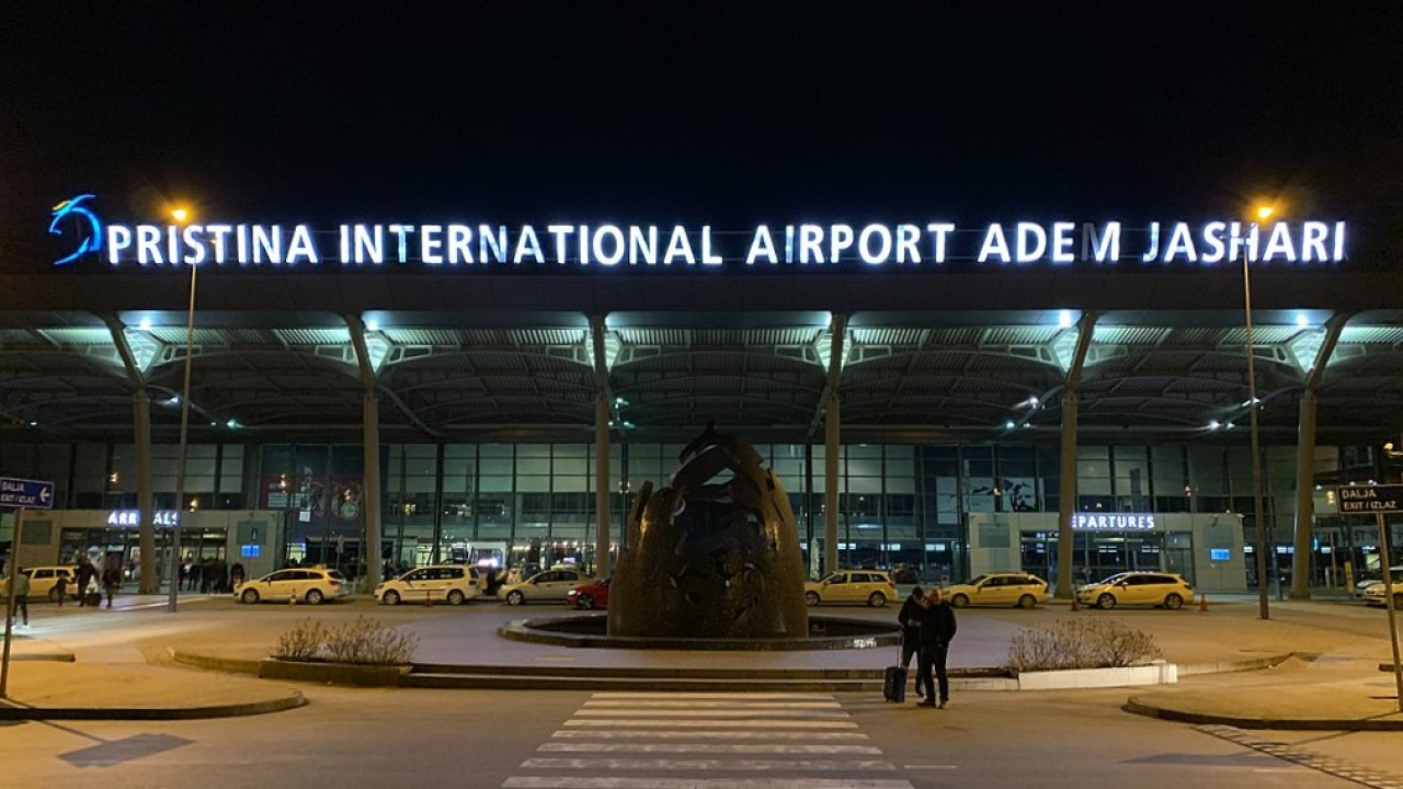 Pristina International Airport at night Feb 2020