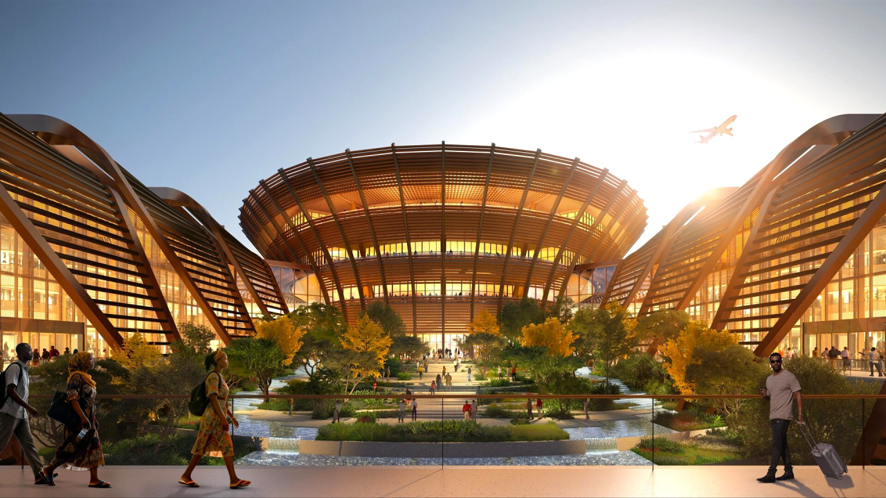 mod ethiopia ZHA Bishoftu Airport gardens Render by X Universe
